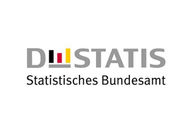 Logo des Statistischen Bundesamts mit dem Schriftzug „DESTATIS“ und stilisierten Balkendiagrammen in den Farben Schwarz, Rot und Gold.