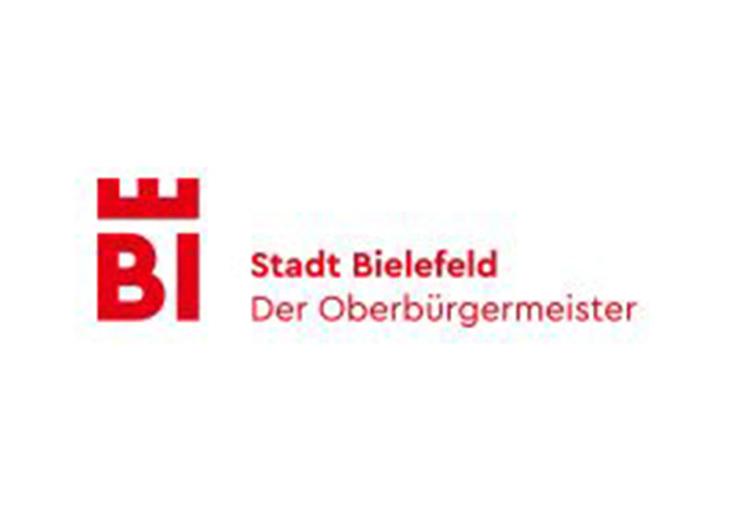 Logo der Stadt Bielefeld mit Text "Der Oberbürgermeister" und den Buchstaben "BI" in rot.